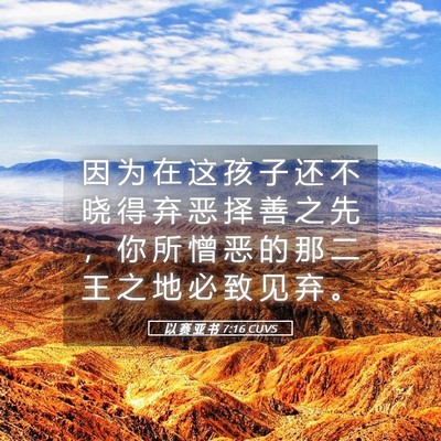 Picture 05 - 以 赛 亚 书 7:16 CUVS - 因 为 在 这 孩 子 还 不 晓 得 弃 恶 - Bible Verse Picture