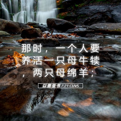 Picture 05 - 以 赛 亚 书 7:21 CUVS - 那 时 ， 一 个 人 要 养 活 一 只 母 - Bible Verse Picture
