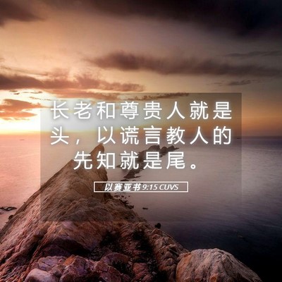 Picture 05 - 以 赛 亚 书 9:15 CUVS - 长 老 和 尊 贵 人 就 是 头 ， 以 谎 - Bible Verse Picture