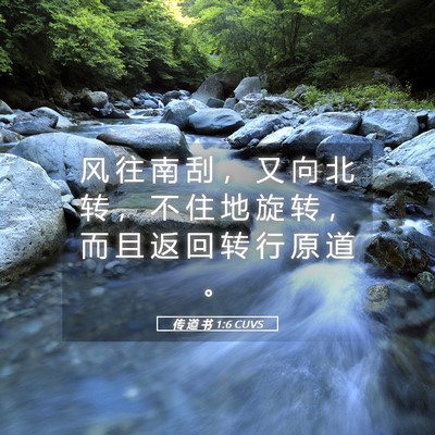 Picture 05 - 传 道 书 1:6 CUVS - 风 往 南 刮 ， 又 向 北 转 ， 不 住 - Bible Verse Picture