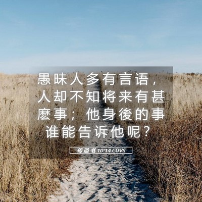 Picture 05 - 传 道 书 10:14 CUVS - 愚 昧 人 多 有 言 语 ， 人 却 不 知 - Bible Verse Picture