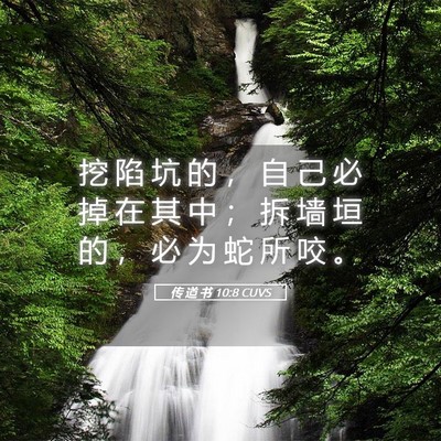 Picture 05 - 传 道 书 10:8 CUVS - 挖 陷 坑 的 ， 自 己 必 掉 在 其 中 - Bible Verse Picture