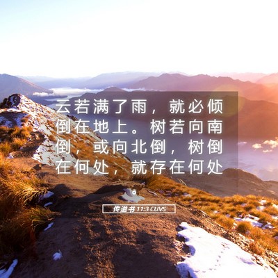 Picture 05 - 传 道 书 11:3 CUVS - 云 若 满 了 雨 ， 就 必 倾 倒 在 地 - Bible Verse Picture