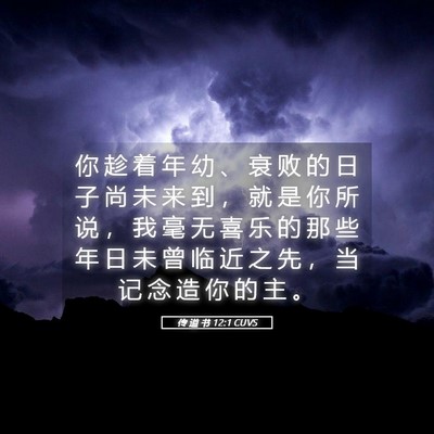 Picture 05 - 传 道 书 12:1 CUVS - 你 趁 着 年 幼 、 衰 败 的 日 子 尚 - Bible Verse Picture