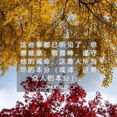 Picture 05 - 传 道 书 12:13 CUVS - 这 些 事 都 已 听 见 了 ， 总 意 就 - Bible Verse Picture