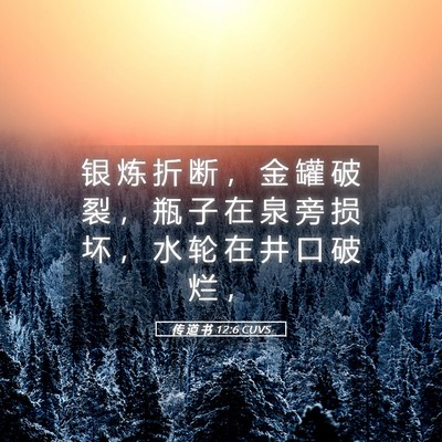Picture 05 - 传 道 书 12:6 CUVS - 银 炼 折 断 ， 金 罐 破 裂 ， 瓶 子 - Bible Verse Picture