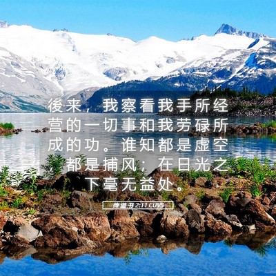 Picture 05 - 传 道 书 2:11 CUVS - 後 来 ， 我 察 看 我 手 所 经 营 的 - Bible Verse Picture