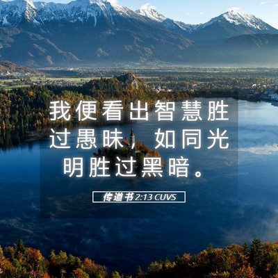 Picture 05 - 传 道 书 2:13 CUVS - 我 便 看 出 智 慧 胜 过 愚 昧 ， 如 - Bible Verse Picture