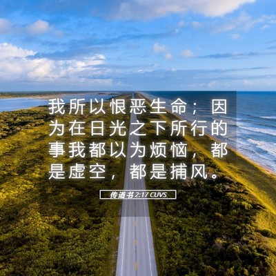 Picture 05 - 传 道 书 2:17 CUVS - 我 所 以 恨 恶 生 命 ； 因 为 在 日 - Bible Verse Picture