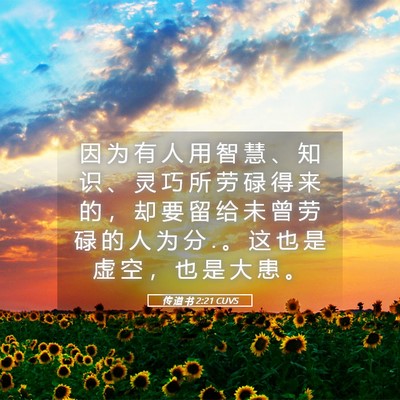 Picture 05 - 传 道 书 2:21 CUVS - 因 为 有 人 用 智 慧 、 知 识 、 灵 - Bible Verse Picture