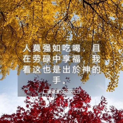 Picture 05 - 传 道 书 2:24 CUVS - 人 莫 强 如 吃 喝 ， 且 在 劳 碌 中 - Bible Verse Picture