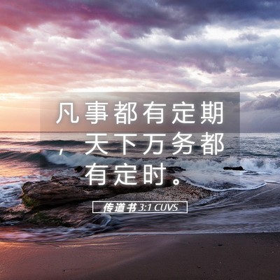 Picture 05 - 传 道 书 3:1 CUVS - 凡 事 都 有 定 期 ， 天 下 万 务 都 - Bible Verse Picture