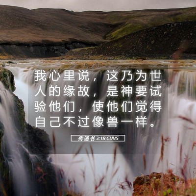 Picture 05 - 传 道 书 3:18 CUVS - 我 心 里 说 ， 这 乃 为 世 人 的 缘 - Bible Verse Picture