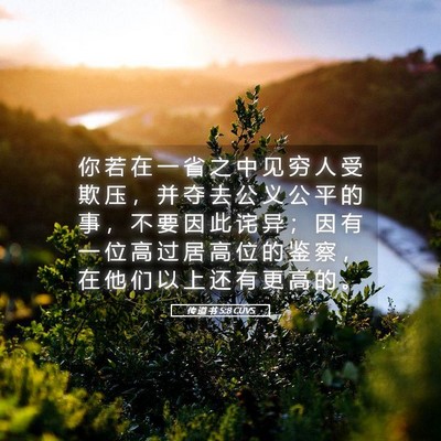 Picture 05 - 传 道 书 5:8 CUVS - 你 若 在 一 省 之 中 见 穷 人 受 欺 - Bible Verse Picture