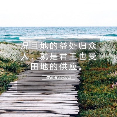 Picture 05 - 传 道 书 5:9 CUVS - 况 且 地 的 益 处 归 众 人 ， 就 是 - Bible Verse Picture
