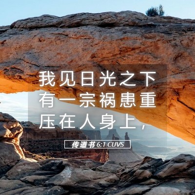 Picture 05 - 传 道 书 6:1 CUVS - 我 见 日 光 之 下 有 一 宗 祸 患 重 - Bible Verse Picture