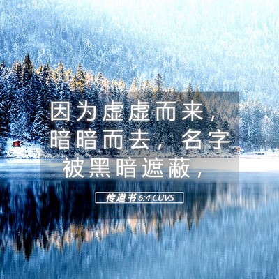 Picture 05 - 传 道 书 6:4 CUVS - 因 为 虚 虚 而 来 ， 暗 暗 而 去 ， - Bible Verse Picture