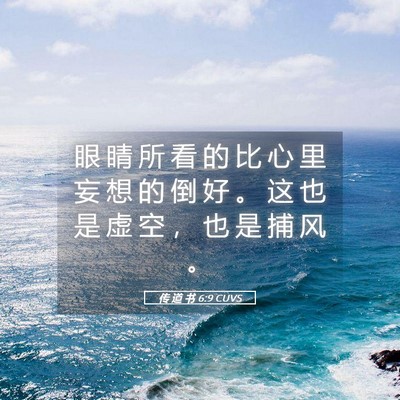 Picture 05 - 传 道 书 6:9 CUVS - 眼 睛 所 看 的 比 心 里 妄 想 的 倒 - Bible Verse Picture