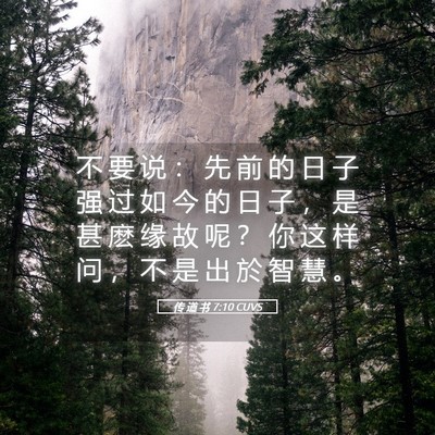 Picture 05 - 传 道 书 7:10 CUVS - 不 要 说 ： 先 前 的 日 子 强 过 如 - Bible Verse Picture