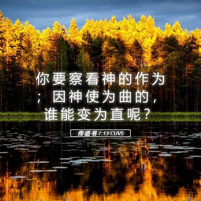 Picture 05 - 传 道 书 7:13 CUVS - 你 要 察 看 神 的 作 为 ； 因 神 使 - Bible Verse Picture