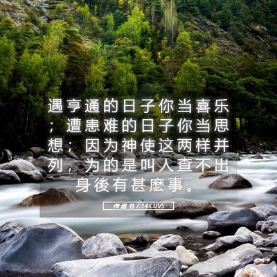 Picture 05 - 传 道 书 7:14 CUVS - 遇 亨 通 的 日 子 你 当 喜 乐 ； 遭 - Bible Verse Picture