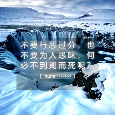 Picture 05 - 传 道 书 7:17 CUVS - 不 要 行 恶 过 分 ， 也 不 要 为 人 - Bible Verse Picture