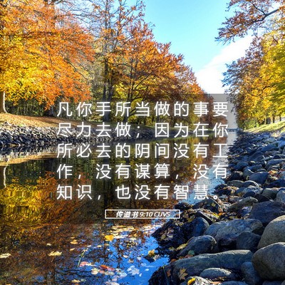 Picture 05 - 传 道 书 9:10 CUVS - 凡 你 手 所 当 做 的 事 要 尽 力 去 - Bible Verse Picture
