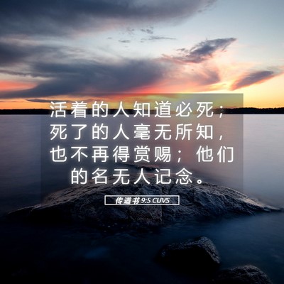 Picture 05 - 传 道 书 9:5 CUVS - 活 着 的 人 知 道 必 死 ； 死 了 的 - Bible Verse Picture