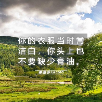 Picture 05 - 传 道 书 9:8 CUVS - 你 的 衣 服 当 时 常 洁 白 ， 你 头 - Bible Verse Picture
