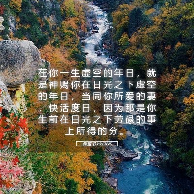 Picture 05 - 传 道 书 9:9 CUVS - 在 你 一 生 虚 空 的 年 日 ， 就 是 - Bible Verse Picture