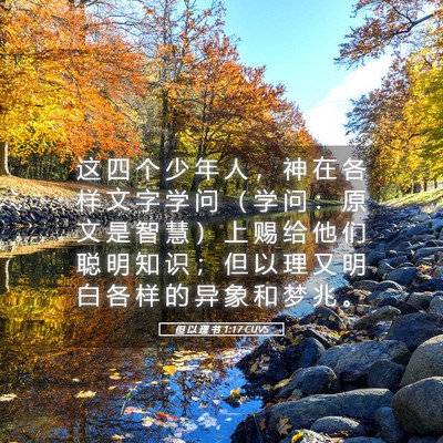 Picture 05 - 但 以 理 书 1:17 CUVS - 这 四 个 少 年 人 ， 神 在 各 样 文 - Bible Verse Picture