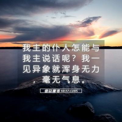 Picture 05 - 但 以 理 书 10:17 CUVS - 我 主 的 仆 人 怎 能 与 我 主 说 话 - Bible Verse Picture