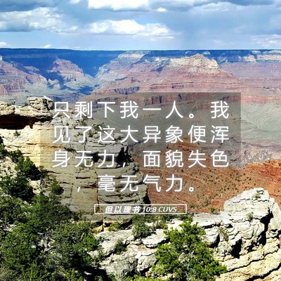 Picture 05 - 但 以 理 书 10:8 CUVS - 只 剩 下 我 一 人 。 我 见 了 这 大 - Bible Verse Picture