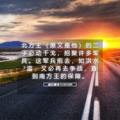 Picture 05 - 但 以 理 书 11:10 CUVS - 北 方 王 （ 原 文 是 他 ） 的 二 子 - Bible Verse Picture