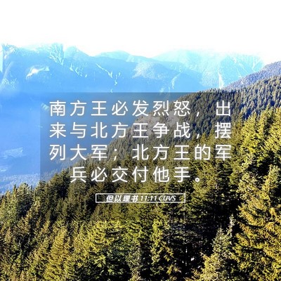 Picture 05 - 但 以 理 书 11:11 CUVS - 南 方 王 必 发 烈 怒 ， 出 来 与 北 - Bible Verse Picture