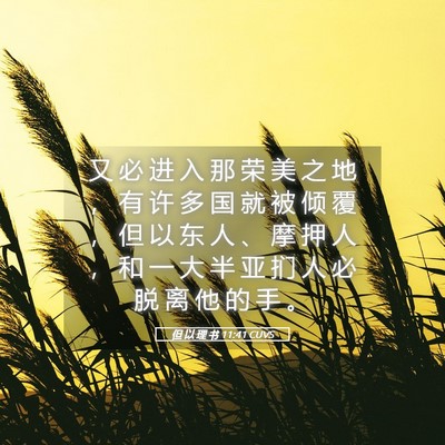Picture 05 - 但 以 理 书 11:41 CUVS - 又 必 进 入 那 荣 美 之 地 ， 有 许 - Bible Verse Picture