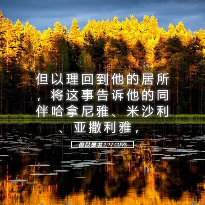 Picture 05 - 但 以 理 书 2:17 CUVS - 但 以 理 回 到 他 的 居 所 ， 将 这 - Bible Verse Picture