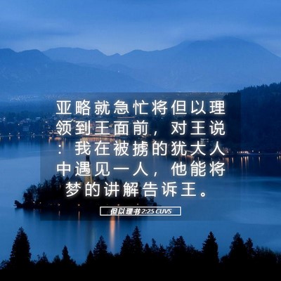 Picture 05 - 但 以 理 书 2:25 CUVS - 亚 略 就 急 忙 将 但 以 理 领 到 王 - Bible Verse Picture