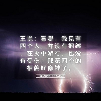 Picture 05 - 但 以 理 书 3:25 CUVS - 王 说 ： 看 哪 ， 我 见 有 四 个 人 - Bible Verse Picture