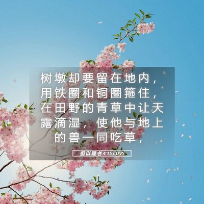 Picture 05 - 但 以 理 书 4:15 CUVS - 树 墩 却 要 留 在 地 内 ， 用 铁 圈 - Bible Verse Picture
