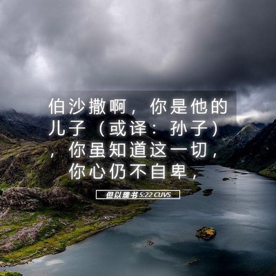 Picture 05 - 但 以 理 书 5:22 CUVS - 伯 沙 撒 啊 ， 你 是 他 的 儿 子 （ - Bible Verse Picture