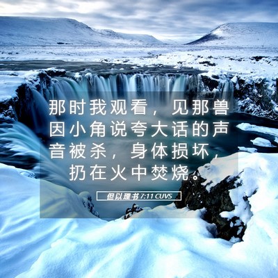 Picture 05 - 但 以 理 书 7:11 CUVS - 那 时 我 观 看 ， 见 那 兽 因 小 角 - Bible Verse Picture