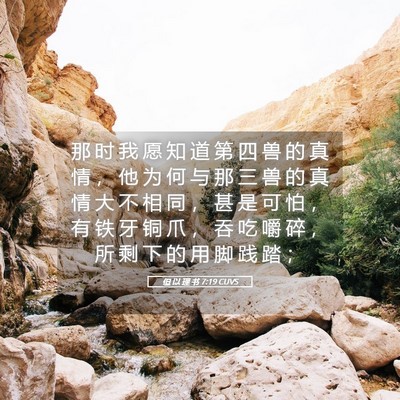 Picture 05 - 但 以 理 书 7:19 CUVS - 那 时 我 愿 知 道 第 四 兽 的 真 情 - Bible Verse Picture