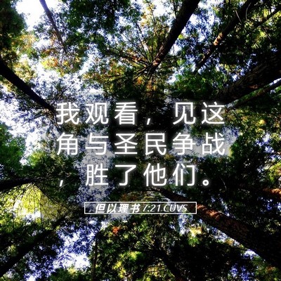 Picture 05 - 但 以 理 书 7:21 CUVS - 我 观 看 ， 见 这 角 与 圣 民 争 战 - Bible Verse Picture