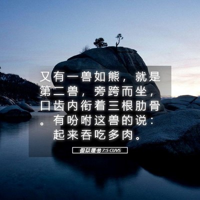 Picture 05 - 但 以 理 书 7:5 CUVS - 又 有 一 兽 如 熊 ， 就 是 第 二 兽 - Bible Verse Picture