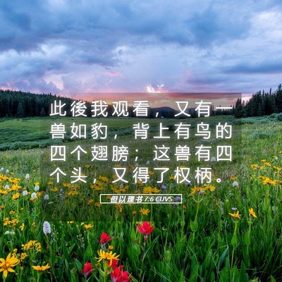 Picture 05 - 但 以 理 书 7:6 CUVS - 此 後 我 观 看 ， 又 有 一 兽 如 豹 - Bible Verse Picture