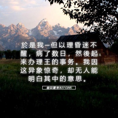 Picture 05 - 但 以 理 书 8:27 CUVS - 於 是 我 ─ 但 以 理 昏 迷 不 醒 ， - Bible Verse Picture