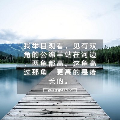 Picture 05 - 但 以 理 书 8:3 CUVS - 我 举 目 观 看 ， 见 有 双 角 的 公 - Bible Verse Picture