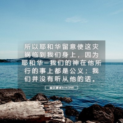 Picture 05 - 但 以 理 书 9:14 CUVS - 所 以 耶 和 华 留 意 使 这 灾 祸 临 - Bible Verse Picture