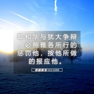Picture 05 - 何 西 阿 书 12:2 CUVS - 耶 和 华 与 犹 大 争 辩 ， 必 照 雅 - Bible Verse Picture